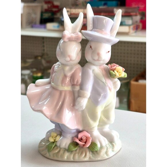 Home Interiors & Gifts Other - "Home Interiors & Gifts" Easter Finery Bunny Couple Figurine Pastel Ceramic Coll
